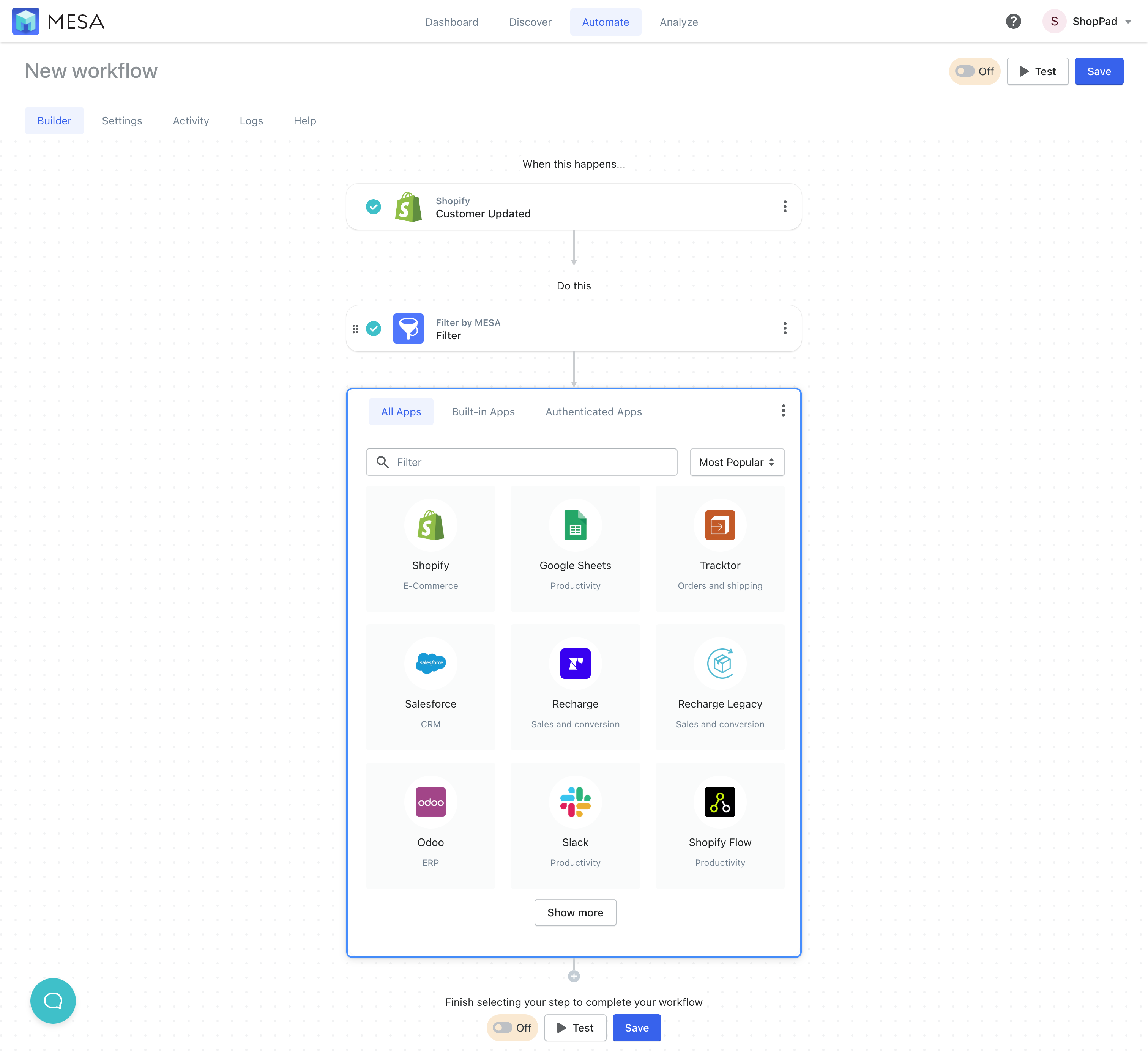 workflow action step