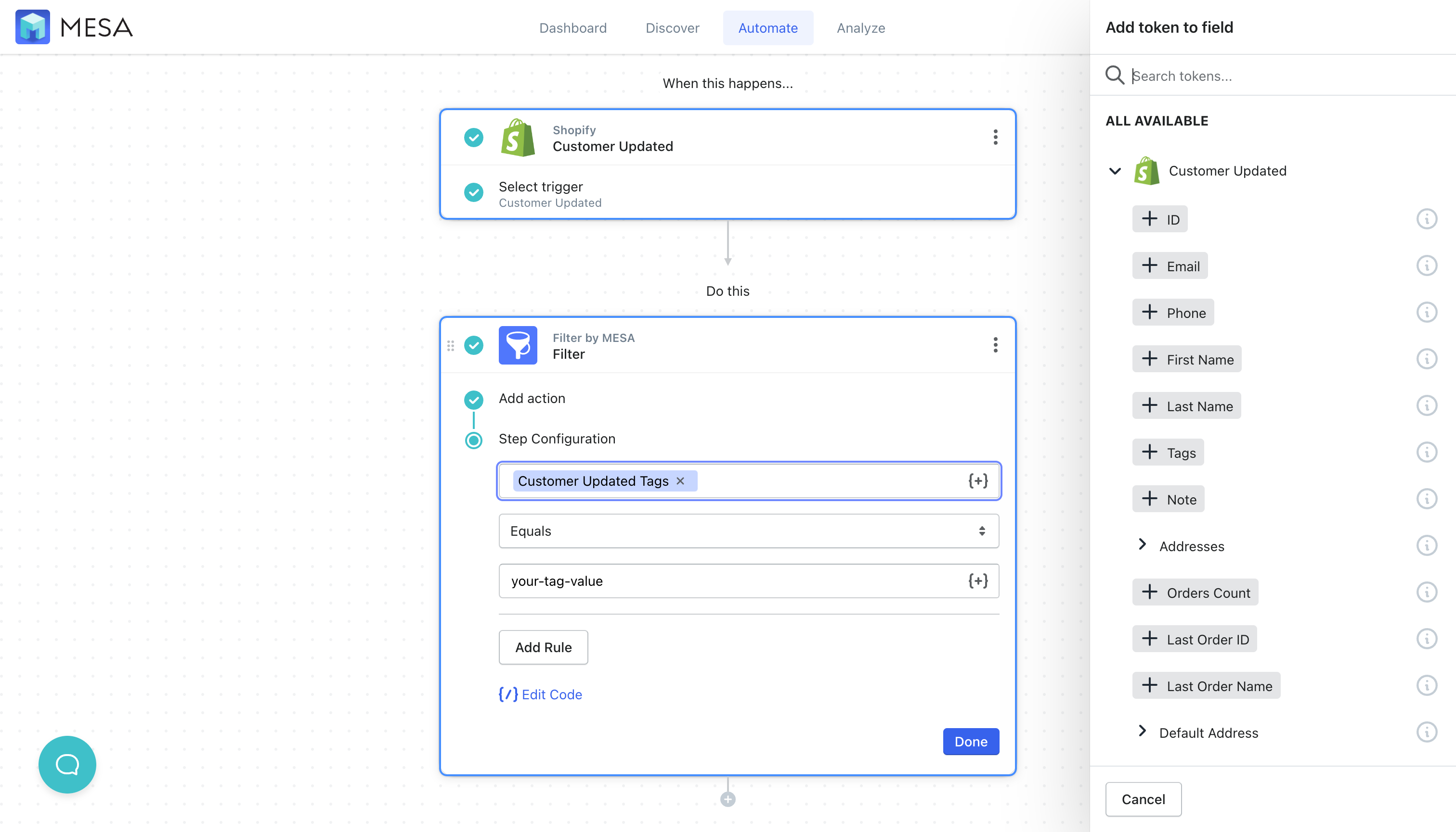 workflow filter conditions