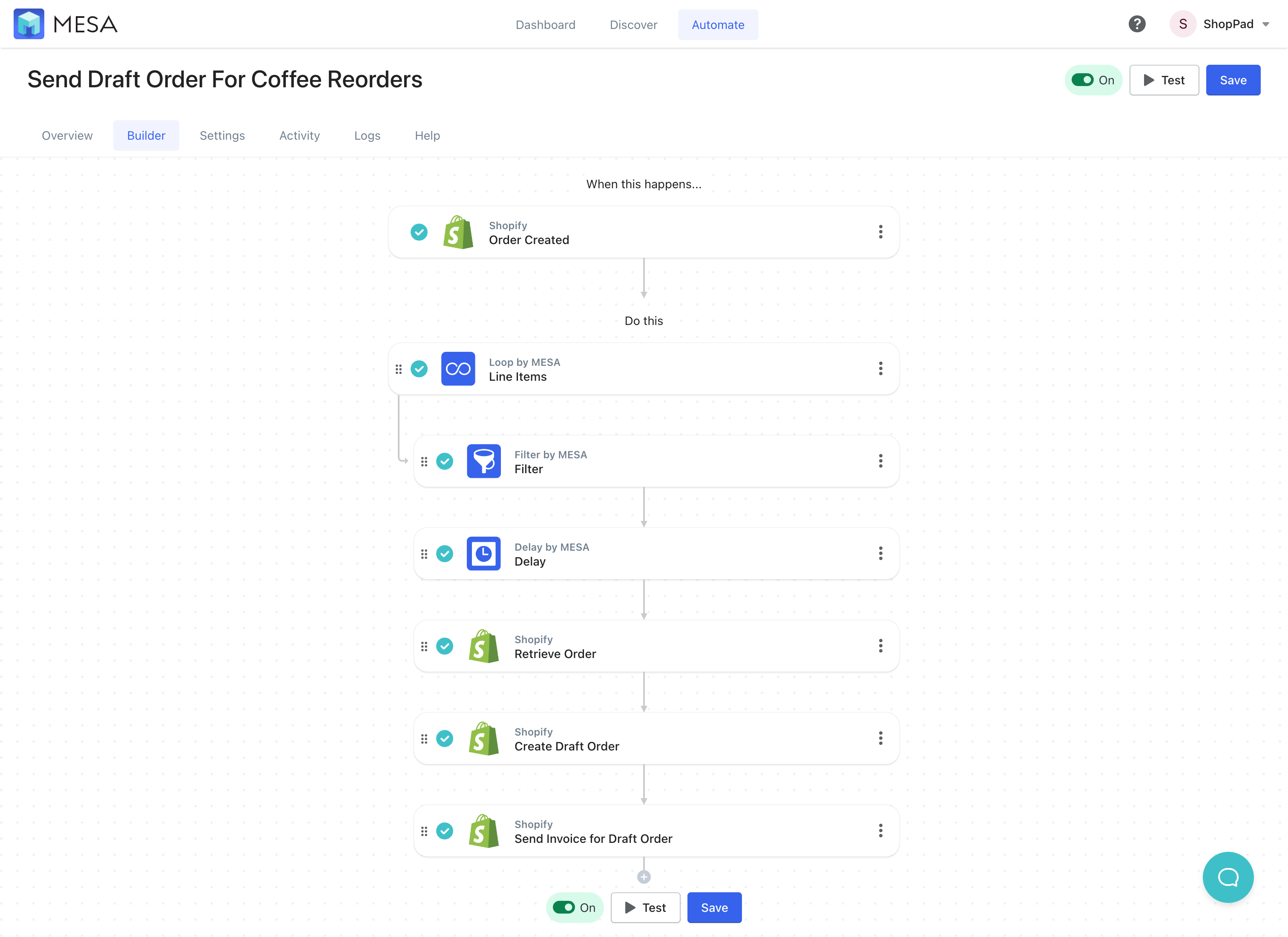shopify draft order workflow ready