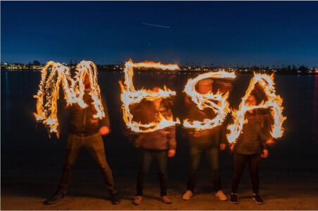 spelling MESA with fire on a beach